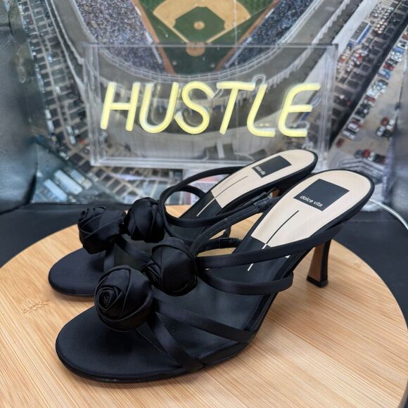 Dolce Vita Linzy Sandal Onyx Satin Womens Sz 9.5 - Picture 2 of 9